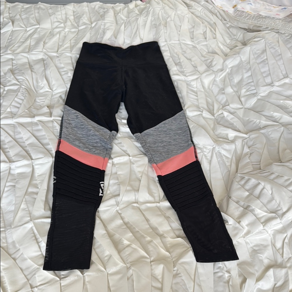 Women’s PINK ultimate workout Leggings - Black, Gray, and Orange. Mesh bottoms
